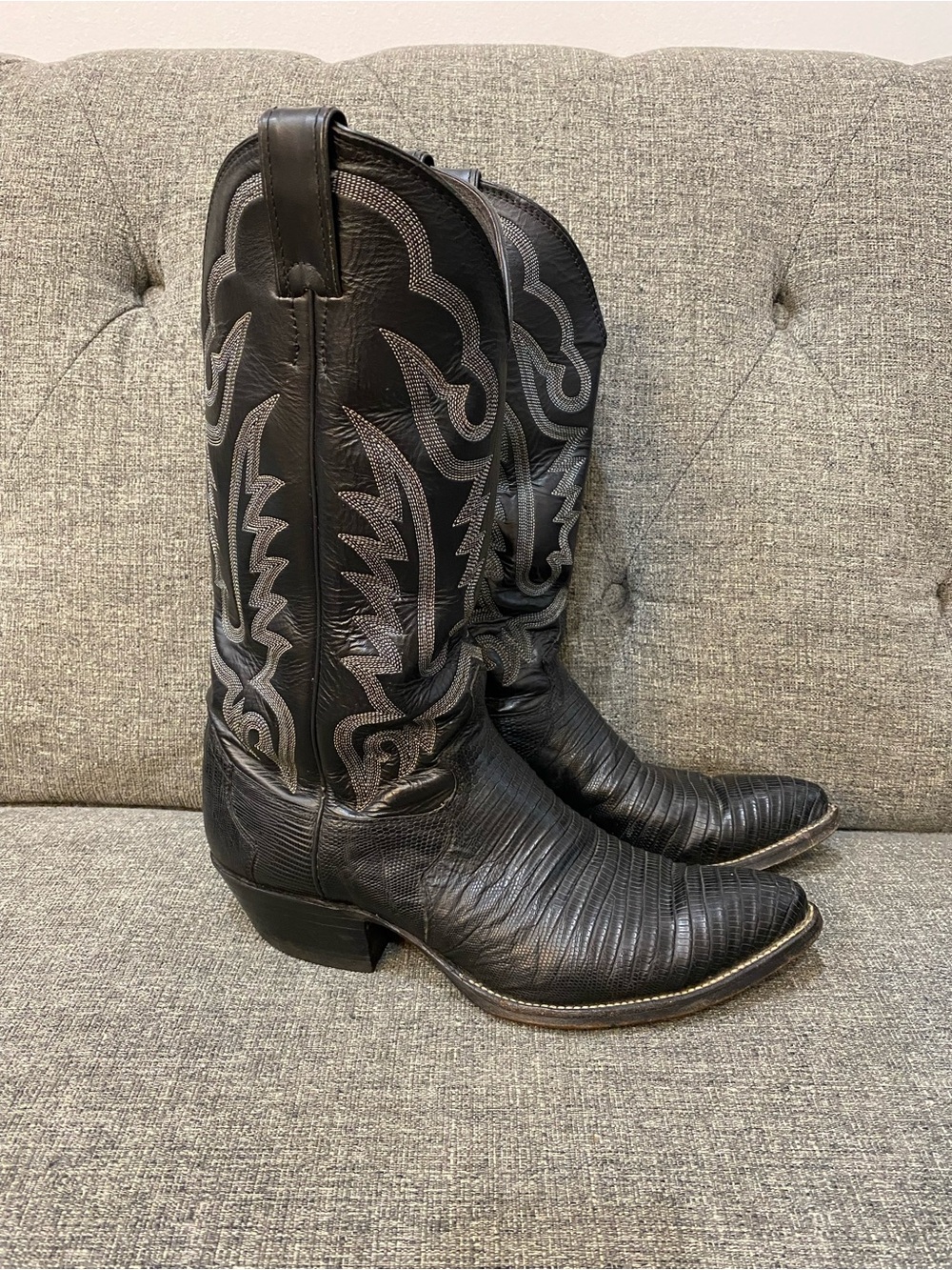 Justin Western Cowgirl Black Leather Boots Women’s Size 8.5
